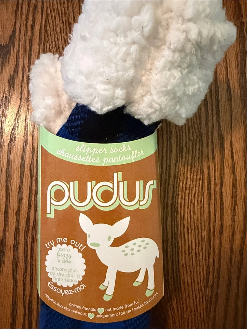 Pudus Blue Plaid Sherpa-Lined Slipper Socks